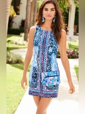 LILLY PULITZER Mila Stretch Shift Dress Deep Indigo Leied Back NWT Size 4